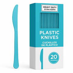 Caribbean Blue Heavy Duty Plastic Knives - 7.5 in. - 20 Pack