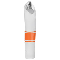 Premium Orange Rolled Cutlery Set with Guest Towel - 10 pack