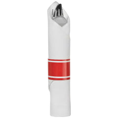 Premium Apple Red Rolled Cutlery Set with Guest Towel - 10 pack