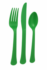 Green Heavyweight Plastic Cutlery Set - 7.5 in. - 24 Count