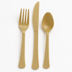 Gold Heavyweight Plastic Cutlery Set - 7.5 in. - 24 Count