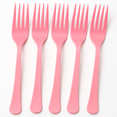 New Pink Plastic Forks - Solid Color Cutlery for Everyday Use