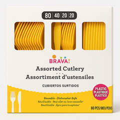 Sunshine Yellow Heavy-Duty Plastic Cutlery Set 80 Count