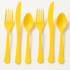 Yellow Sunshine Assorted Plastic Cutlery Set
