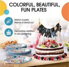 7 In. Birthday Print Paper Plates - 50 Ct.