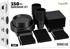 350 pcs disposable tableware set black