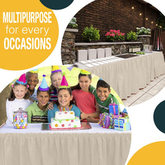 Ivory Plastic Table Skirt | 6 Pack - 168 in. x 29 in.