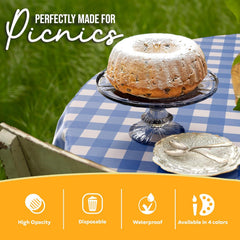 Round Blue Gingham Plastic Table Cover - 84 in.