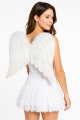 Elegant 22-Inch White Feather Angel Wings Costume Accessory