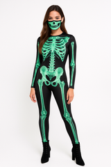 Glow-in-the-Dark Skeleton Catsuit for Halloween