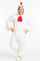 L/XL Chicken Zipster Fleece Jumpsuit Halloween Costume