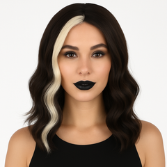 Skunk Stripe Wig for Halloween - Brown and Blonde Wavy Hair