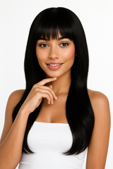 Sleek Black Wig with Stylish Bangs