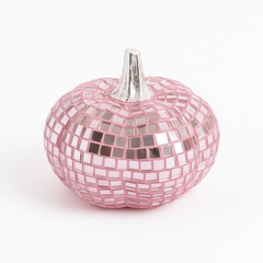 Glamorous Pink Glass Mosaic Pumpkin Decor