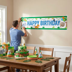 Jungle Theme Happy Birthday Banner