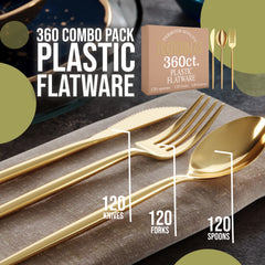 360 Pack Trendable Gloss Cutlery Combo Gold 120/120/120