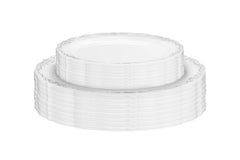 9 In. Gray / Silver Victorian Design Plates | 20 Count