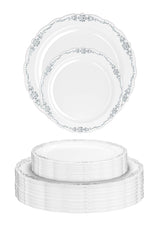 9 In. Gray / Silver Victorian Design Plates | 20 Count