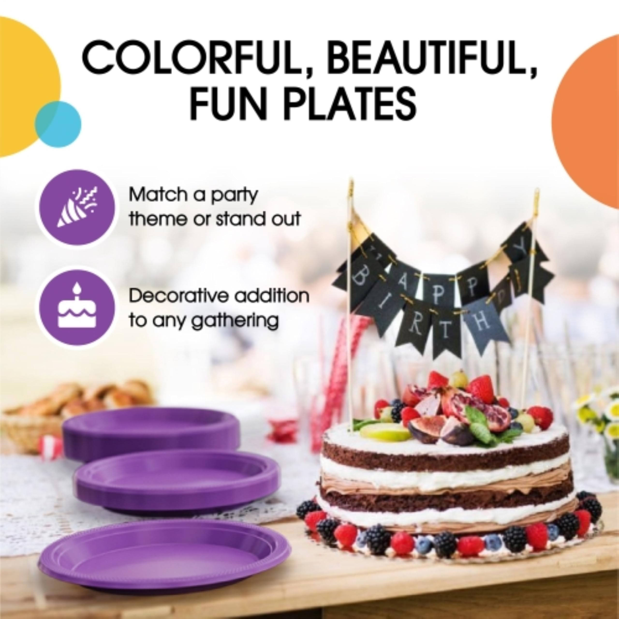 9 In. Purple Plastic Plates | 50 Count