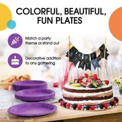 9 In. Purple Plastic Plates | 50 Count
