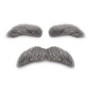 Grey Facial Hair Costume Set - Eyebrows & Moustache