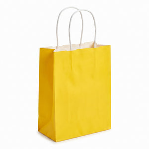 Bright Yellow Kraft Gift Bag with Handles - 5"