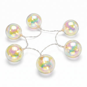 Iridescent Globe LED String Lights - 10 Battery-Powered Lights