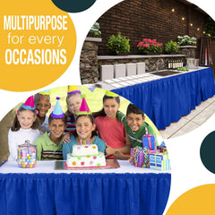 Dark Blue Plastic Table Skirt | 6 Pack - 168 in. x 29 in.