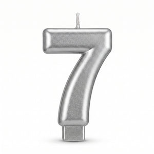 Silver Metallic Number 7 Birthday Candle