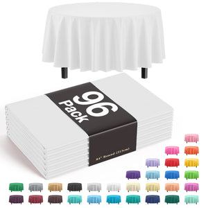 Premium Round White Plastic Table Cover - 84 in. | Case of 96