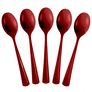 Heavy Duty Burgundy Plastic Spoons - 7 in. | 100 Count