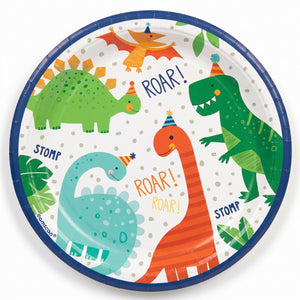 Dino-Mite Baby's First Birthday Round Paper Plates, 7-Inch, 8-Pack