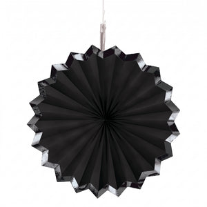Elegant Black Paper Parasol Fan with Hot Stamp