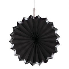 Elegant Black Paper Parasol Fan with Hot Stamp