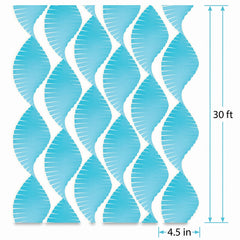 Caribbean Blue Wide Fringe Crepe Streamer - 30 ft