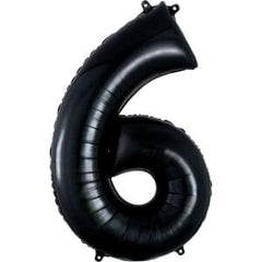 34-Inch Black Number 6 Metallic Foil Super Shape Balloon