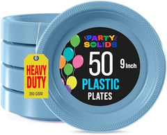 9 in. Light Blue Plastic Plates | 50 Count
