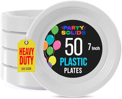 7 in. White Plastic Plates | 50 Count