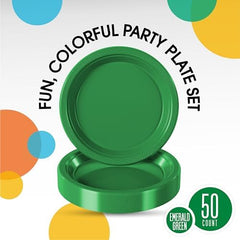 10 in. Emerald Green Plastic Plates | 50 Count