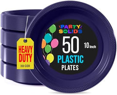 10 in. Navy Plastic Plates | 50 Count