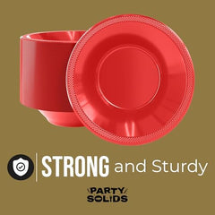 12 Oz. Red Plastic Bowls | 50 Count