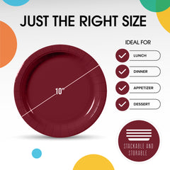 10 In. Burgundy Paper Plates - 20 Ct.