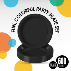 9 In. Black Plastic Plates | Case of 600