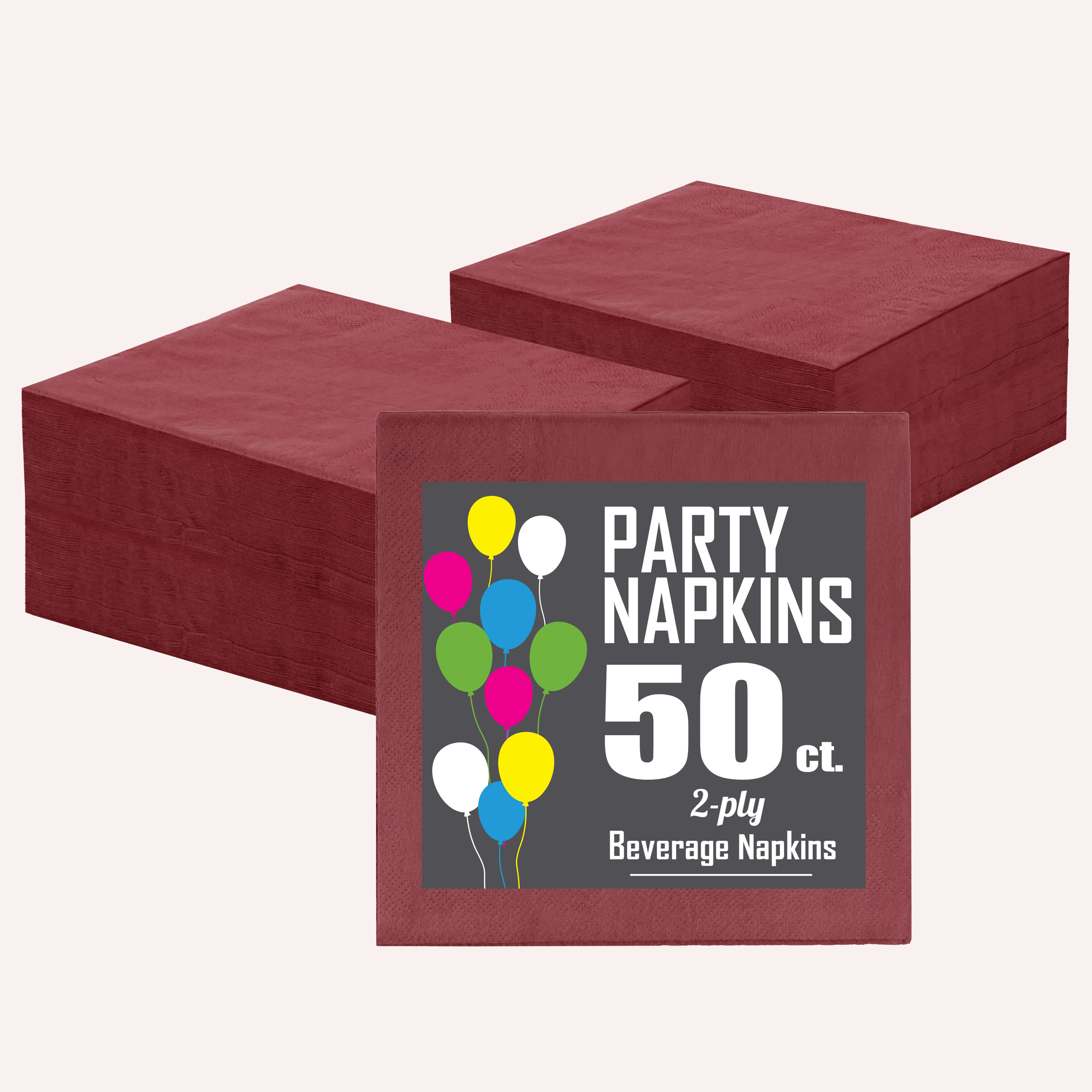 Burgundy Beverage Napkins | 50 Count