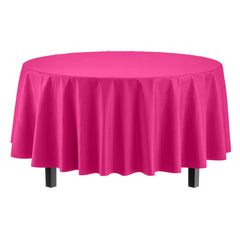 Cerise Round Plastic Table Cover - 84 in.