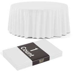 120 In. Premium Round White Plastic Table Cover