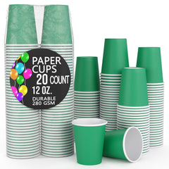 12 Oz. Emerald Green Paper Cups | 20 Count