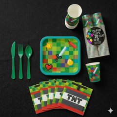 153 Pcs Pixel Party Kit - For 20 Guests