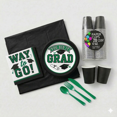 121 Pcs Evergreen "You Did It" Party Kit - For 40 Guests