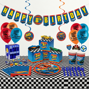 165 Pcs Hot Wheels Deluxe Birthday Party Kit | For 8 Guests